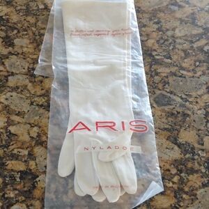 Aris White Long Nyladore Gloves